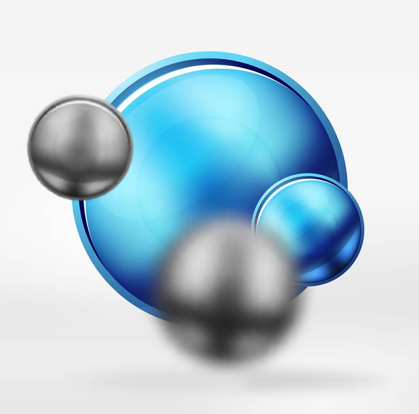 Tech sphères floues et cercles ronds avec surface brillante et métallique
 - Vecteur, image
