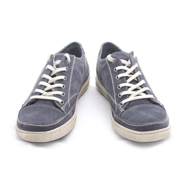 par de zapatos juveniles azul, delantero
 - Foto, Imagen