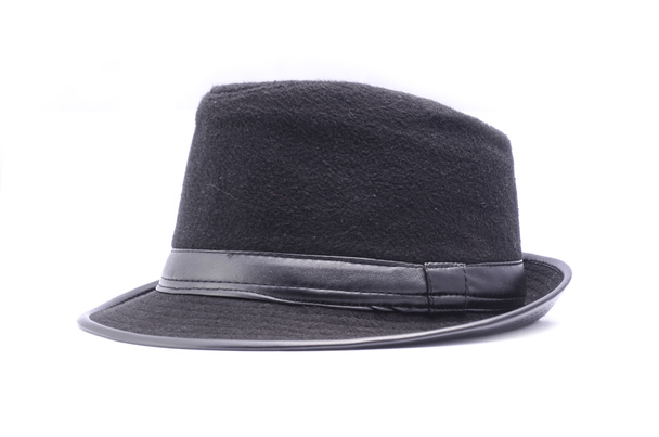 Klasszikus fekete kalap, elszigetelt fehér - Fotó, kép