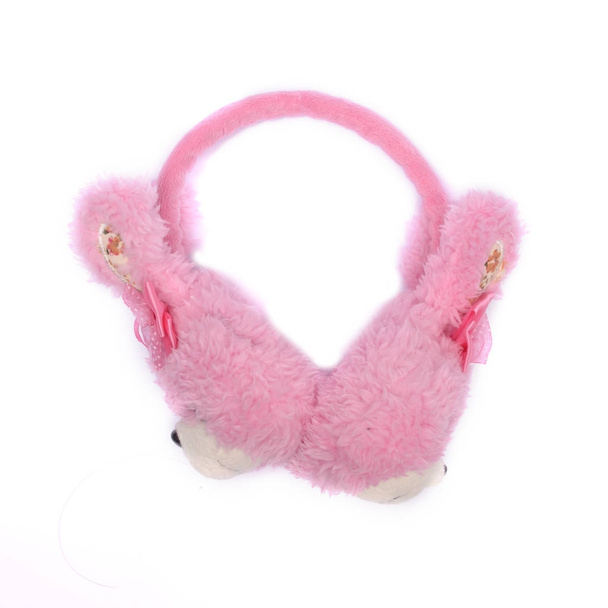 orejeras cálidas de color rosa aisladas en blanco
 - Foto, Imagen