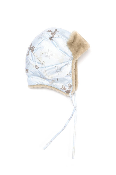 baby ear flaps hat isolated on white - Photo, Image