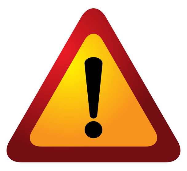 Red triangle warning alert sign vector illustration. Caution 3d attention sign red and white. Black exclamation point. Note, care, notice mark - Vector, Image