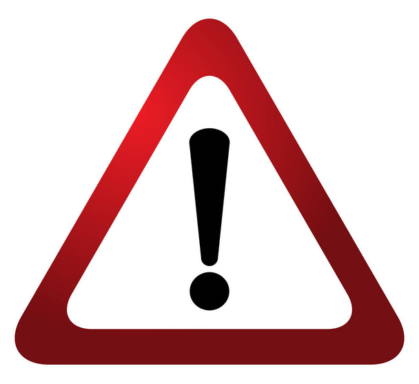 赤い三角形の警告サイン ベクトル イラスト。3 d の注意記号赤と白を注意してください。黒の感嘆符。注、注意、注意マーク - ベクター画像