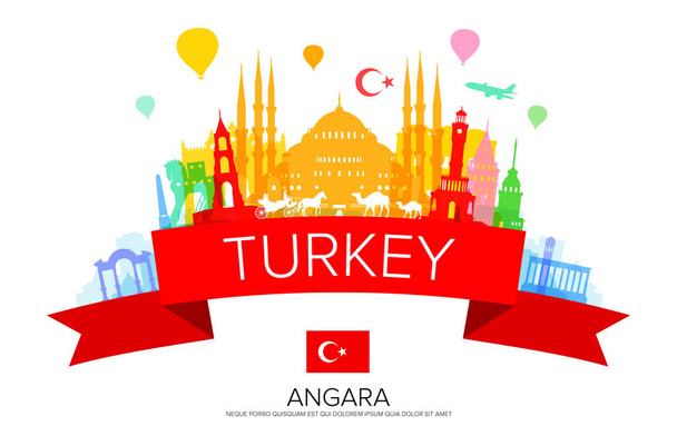 Turkey  Travel Landmarks.  - Vector, Image