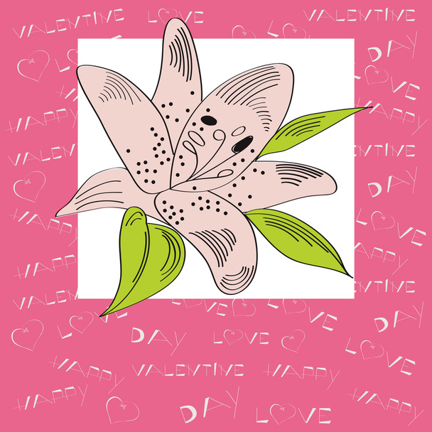 Valentine's day card with lily - Vettoriali, immagini