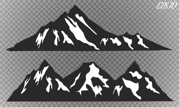 Set of mountain ridges silhouettes on white background. - Vector, Image