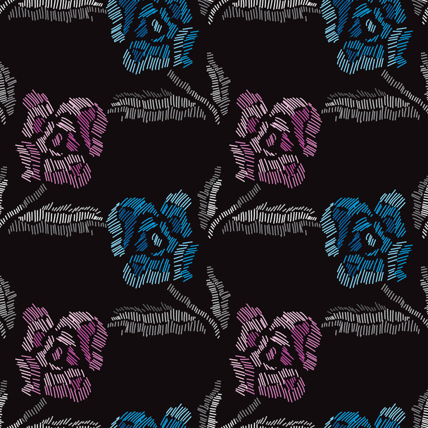 embroidery floral seamless pattern - Вектор,изображение