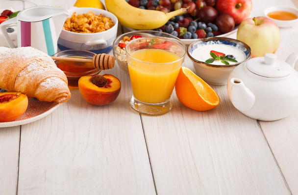 Continental breakfast menu on woden table - Photo, Image