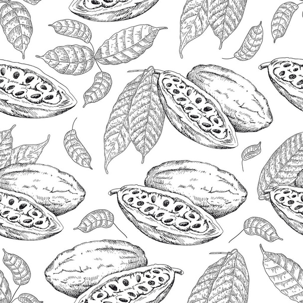 cocoa beans pattern - Wektor, obraz
