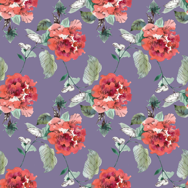 Seamless pattern with red flowers - Photo, Image