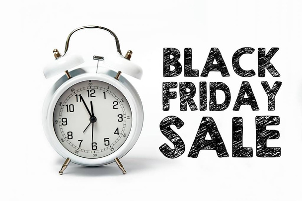Old white clock with text BLACK FRIDAY SALE - Photo, Image