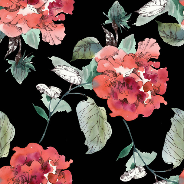 Seamless pattern with red flowers - Foto, Imagen