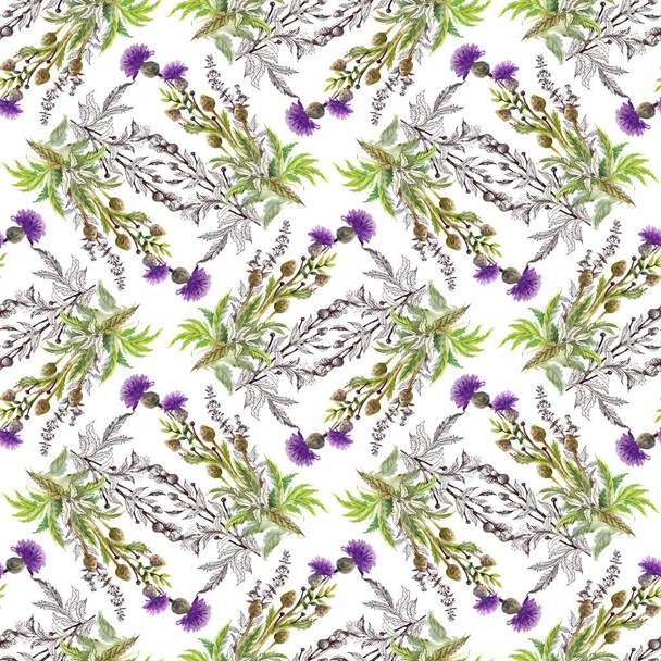 Seamless pattern with wildflowers - Foto, imagen