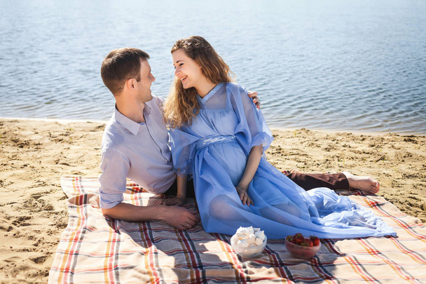 pretty couple resting outdoor - Photo, image
