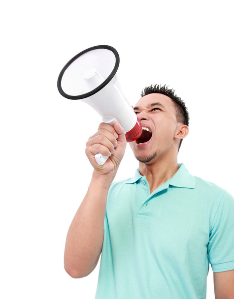 Man using megaphone - Фото, изображение