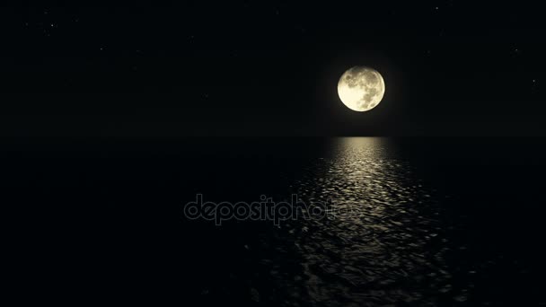 Moonlight path with low fool moon above the sea - Footage, Video