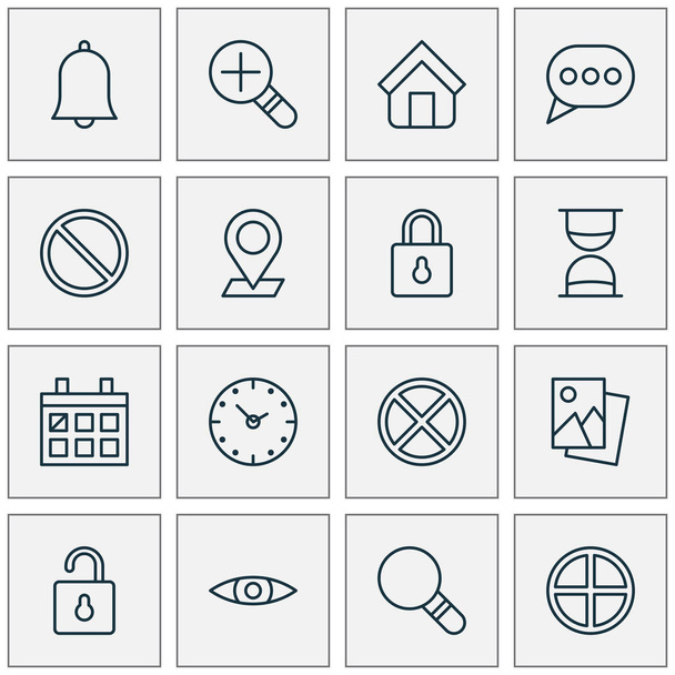 Web Icons Set. Collection Of Increase Loup, Unlock, Safeguard And Other Elements. Also Includes Symbols Such As Zoom, Block, Safeguard. - Vector, Image