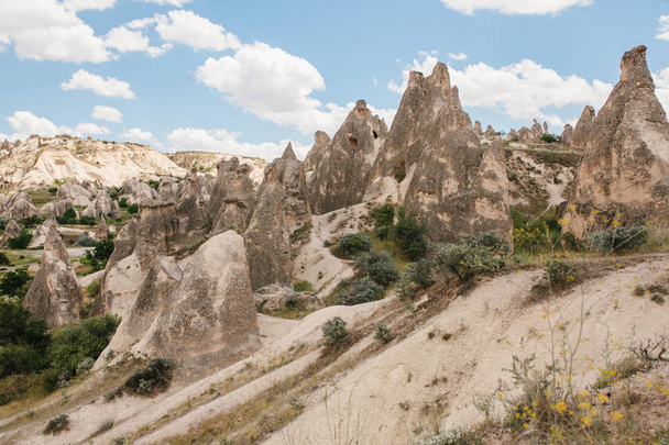 Beautiful view of the hills of Cappadocia. One of the sights of Turkey. Tourism, travel, beautiful landscapes, nature. - Foto, Imagem