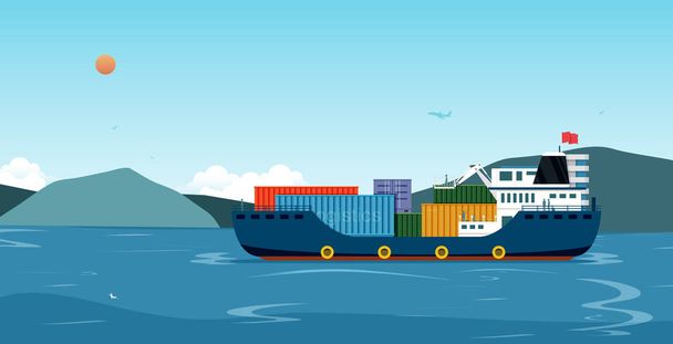 Logistické námořní přepravě - Vektor, obrázek