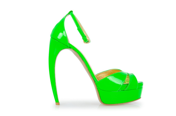 Mulher sapatos verdes isolados em branco
 - Foto, Imagem