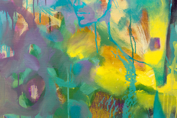 Primer plano de la pintura al óleo abstracta. Flores abstractas
.  - Foto, Imagen