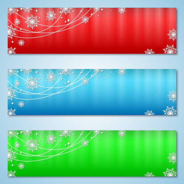 Christmas and New Year vector banners set - Vettoriali, immagini