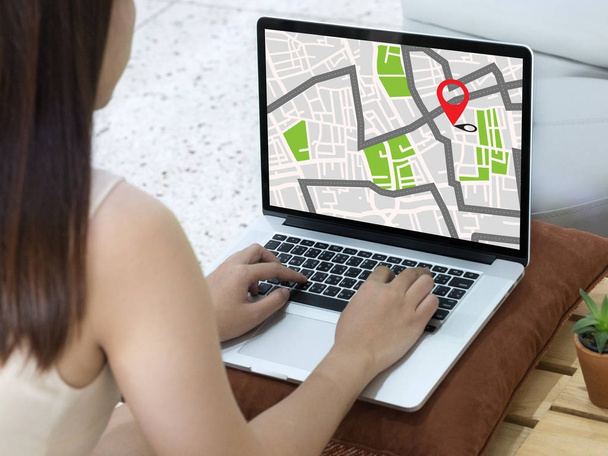 GPS harita yol hedef ağ bağlantısına yer sokak  - Fotoğraf, Görsel
