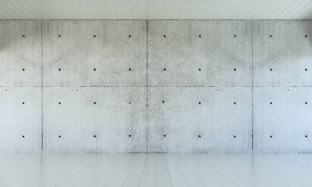 Boş oturma odası ve Beyaz ahşap zemin iç tasarım  - Fotoğraf, Görsel