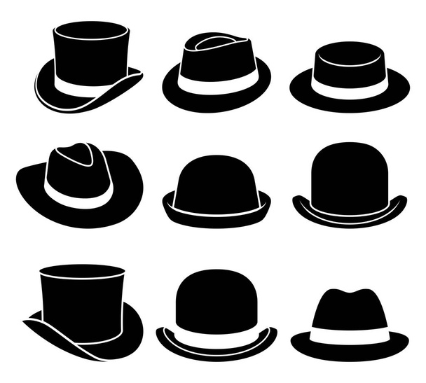 Vintage hats icons. Vector illustration. - Vektör, Görsel