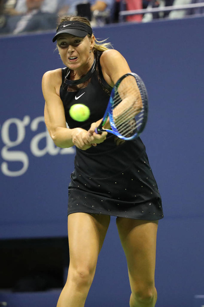 Five times Grand Slam Champion Maria Sharapova of Russia in action during her US Open 2017 first round match - 写真・画像