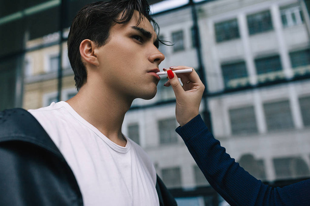 bad boy smoking addiction fashion youth lifestyle - Fotoğraf, Görsel