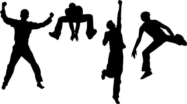 erkek siluetleri atlama - Vektör, Görsel