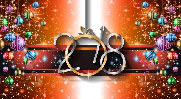 2018 Happy New Year card  - Vector, imagen