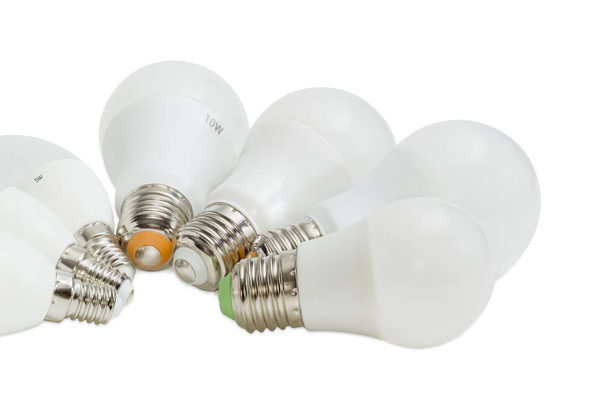 Varias lámparas de diodo emisoras de luz sobre un fondo blanco
  - Foto, imagen