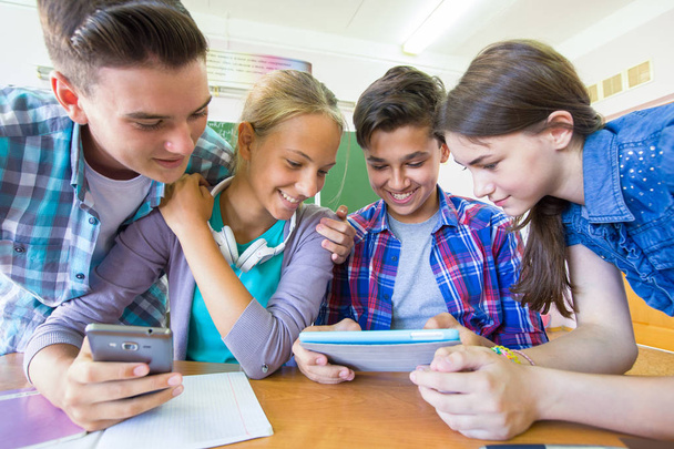 group of students studying with tablet - 写真・画像