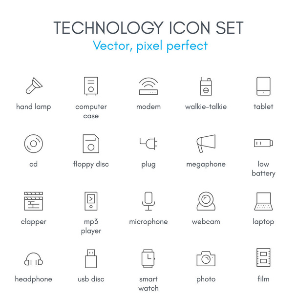 Technology theme, line icon set. - Vector, Image