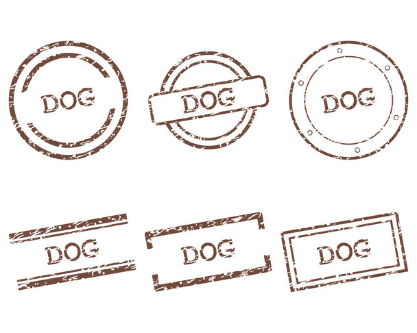 Dog stamps on white - Vector, Image