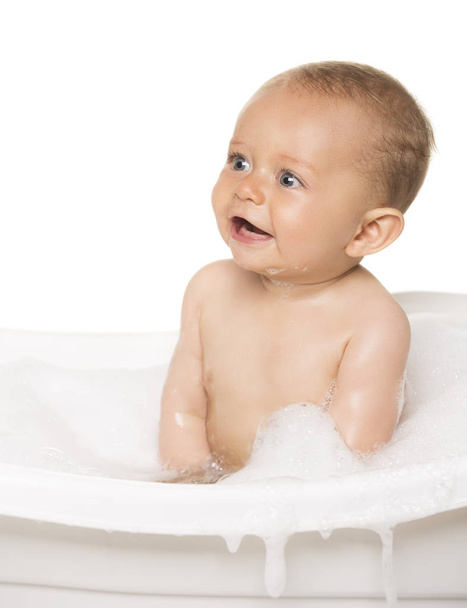 Cute baby bath - Zdjęcie, obraz