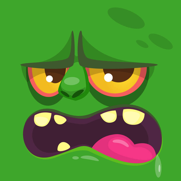 Cartoon zombie face. Vector zombie monster square avatar - Vector, imagen