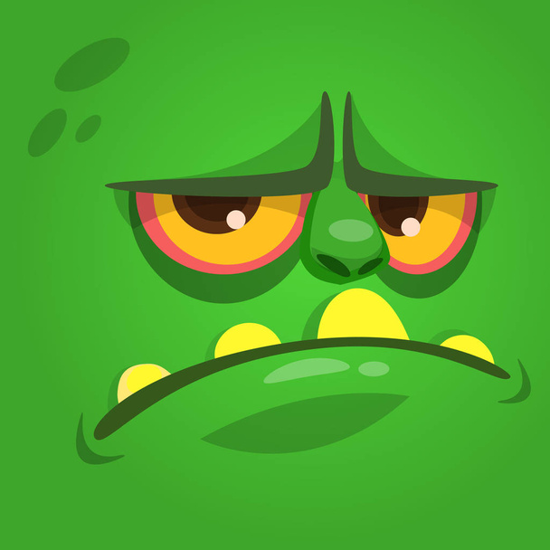 Cartoon angry and funny zombie face. Vector zombie monster square avatar - Vector, Imagen