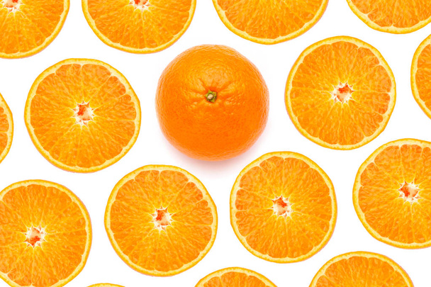 Texture exotic vitamin orange fruit round on white isolated background - Photo, Image