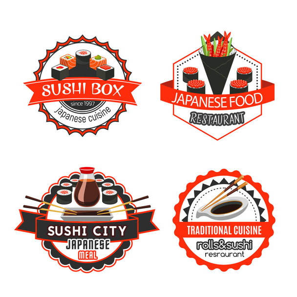 Sushi, insigne isolé alimentaire japonais design
 - Vecteur, image