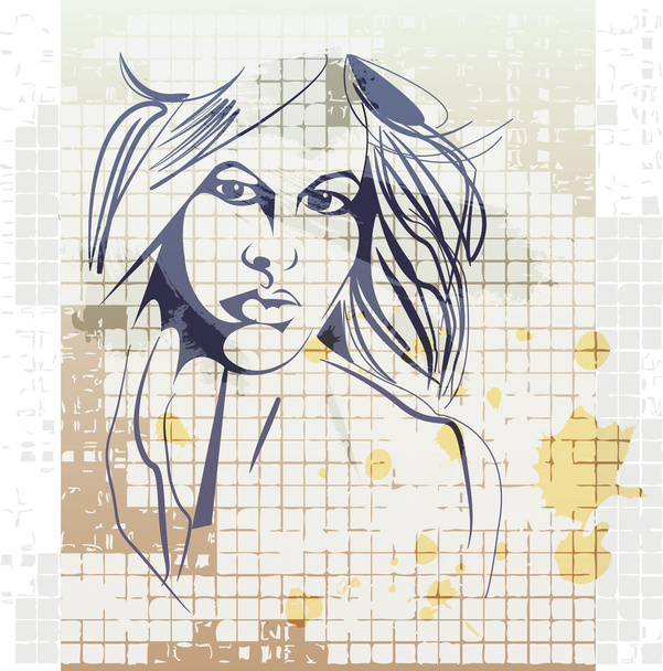 Girl in sketch style - Vector, Image