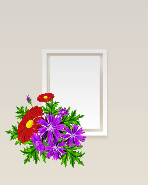 vector frame with flowers - Vecteur, image