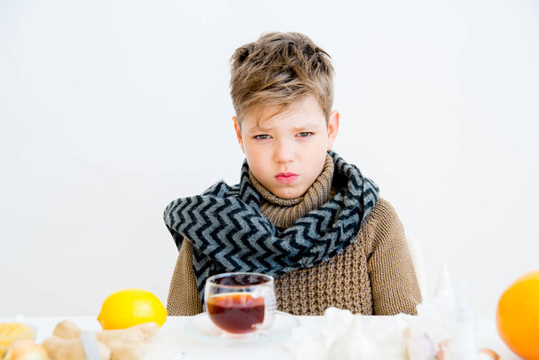 Boy having flu - Photo, image