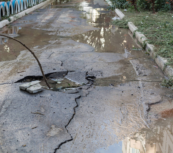 Asphalt hole, damaged road - Photo, Image