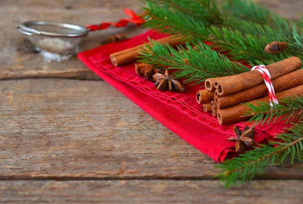 Christmas food background with space for text. Selective focus. - Foto, imagen