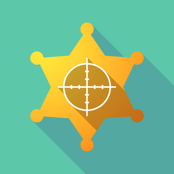 Long shadow sheriff star with a crosshair - Vector, Image