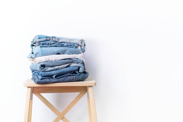 jeans denim cloth garment monochrome linen textile - Fotografie, Obrázek