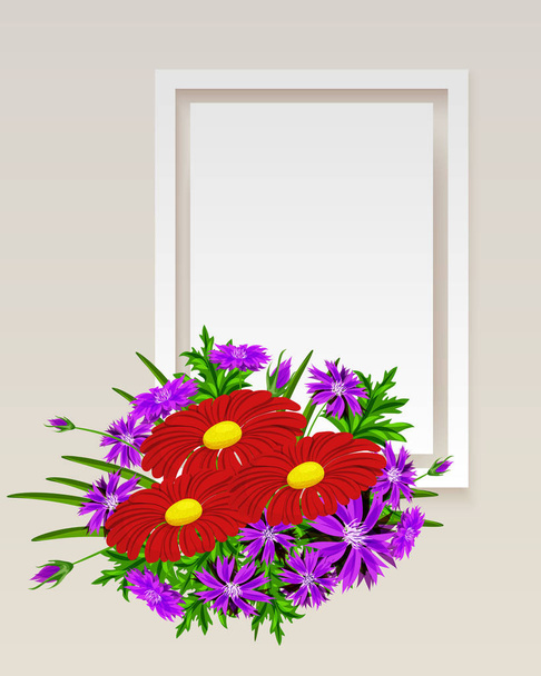 vector frame with flowers  - Vektor, obrázek